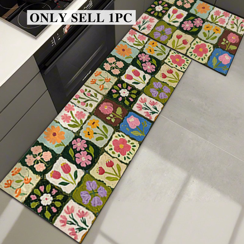 Home Textiles Plaid - Kitchen Rug Pvc Waterproof Leather Carpet