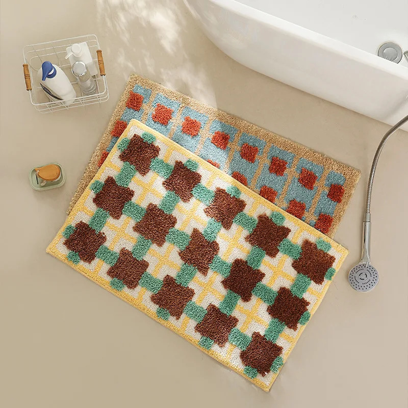 VIKAMA Plaid Floor Mat, Non-Sl - Home Textiles Plaid ulasan dan harga