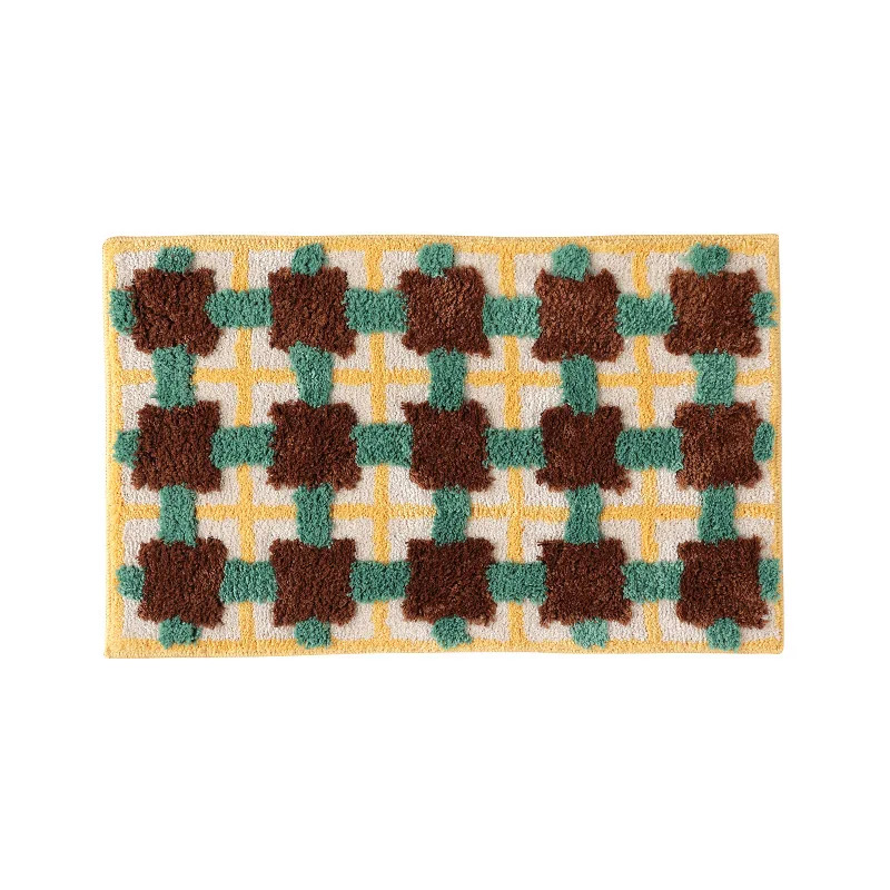 VIKAMA Plaid Floor Mat, Non-Sl - Home Textiles Plaid ulasan dan harga