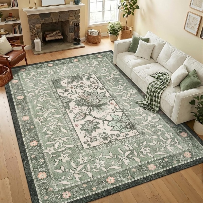Retro Plant Print Carpet for L - Home Lines Textiles ulasan dan harga