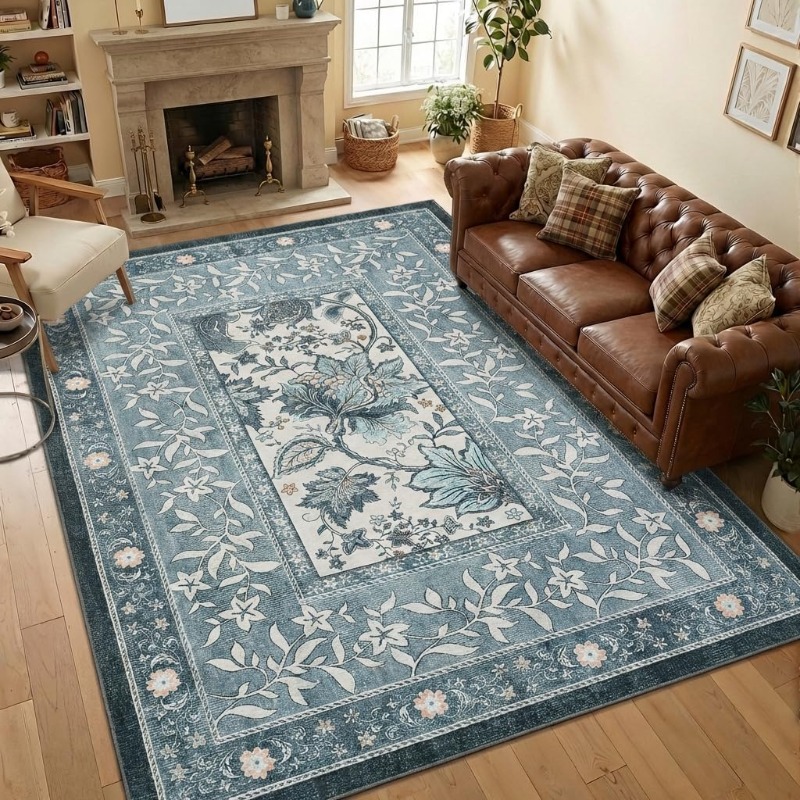 Retro Plant Print Carpet for L - Home Lines Textiles ulasan dan harga