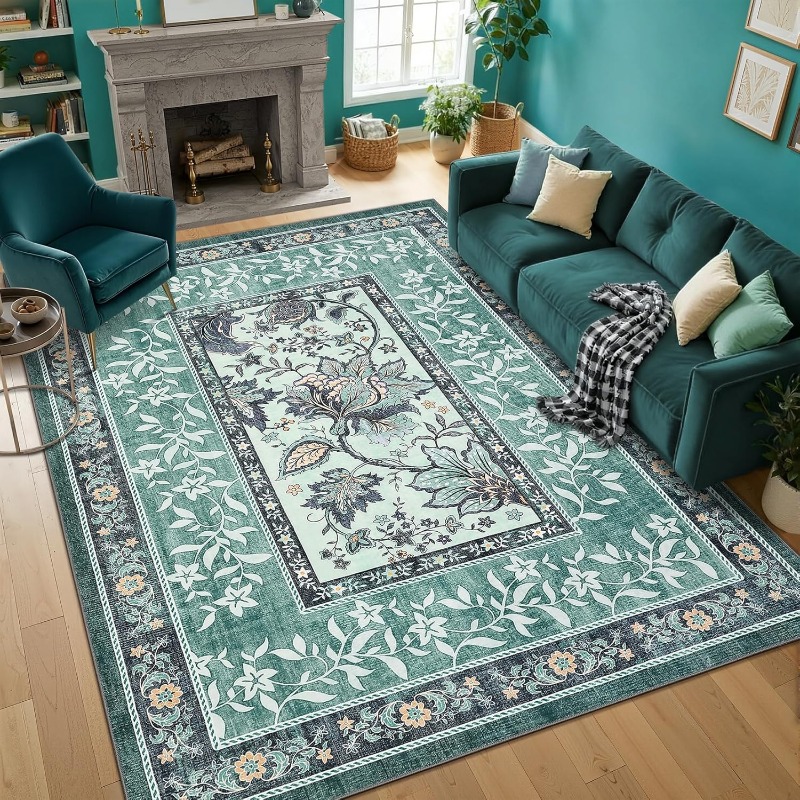 Retro Plant Print Carpet for L - Home Lines Textiles ulasan dan harga